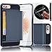 JZTECH® Navy Blue Impact Resistant Card Slot Holder Skin Cover Wallet Case Bumper Dual Layer TPU Soft Rugged Shockproof Durable Shell For iPhone 7 Plus +Anti Explosion Screen Protector Stylus
