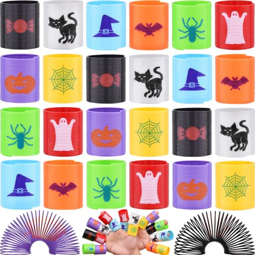 Menzcci 24 Pcs Halloween Mini Coil Springs Toys Magic Spring Toys for Kids Boys Girls Toddlers Halloween Goodie Bag Stuffers Halloween Party Favors Gifts