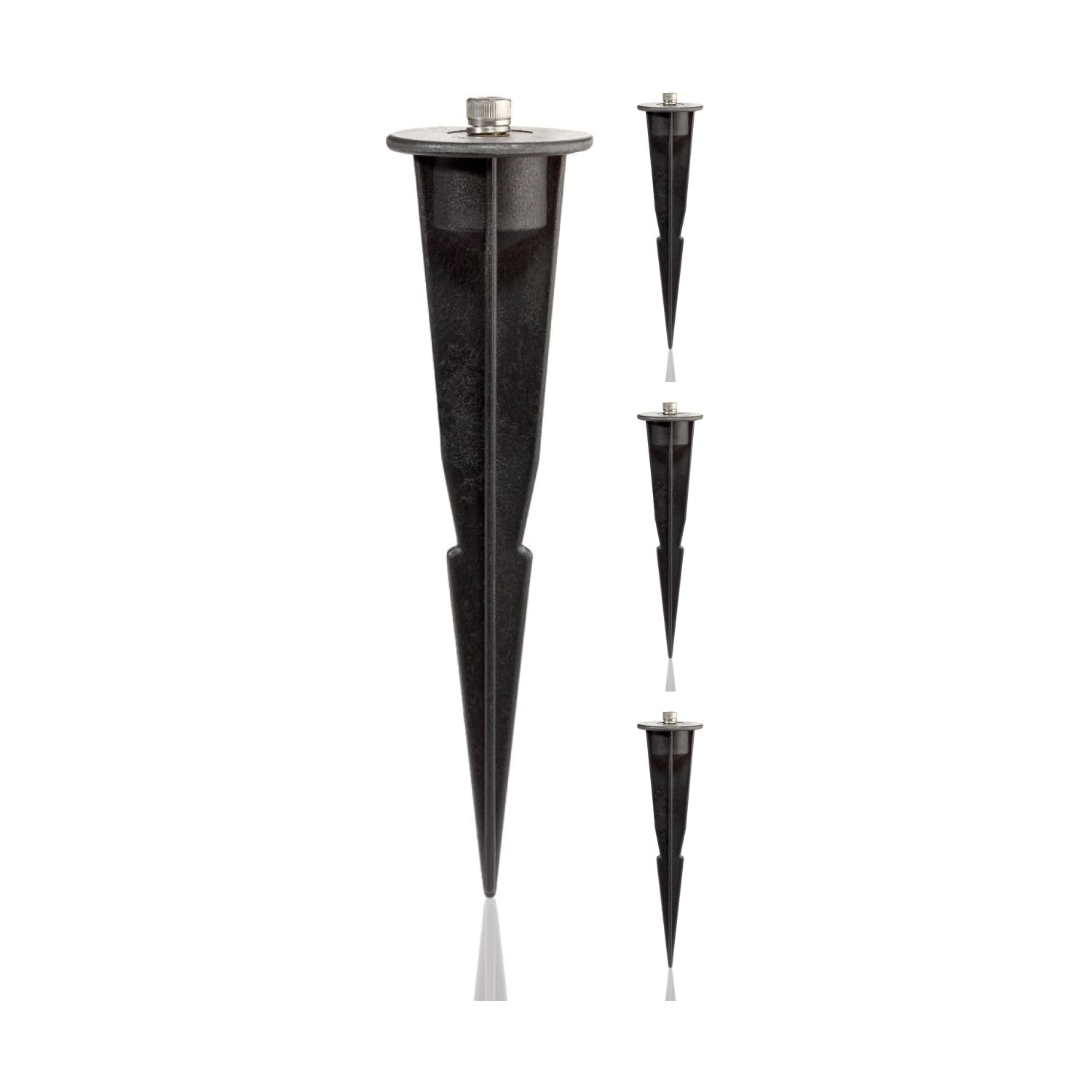 ledscom.de 4 Pieces Garden Ground Spike for Garden Lights, Black, 17cm, 45mm ⌀