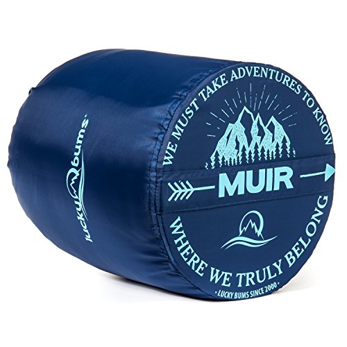 Lucky Bums Youth Muir Sleeping Bag 40°F/5°C with Digital Accessory Pocket and Carry Bag, Blue