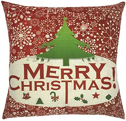 Happy Christmas Pillow Cases Linen Sofa Cartoon Cushion Cover Home Decoration Duseedik