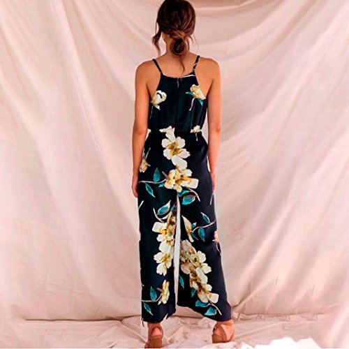 Gyoume Rompers Jumpsuit Women Halter Jumpsuit Floral Print Long Pants Lady Overalls Office Suits Black