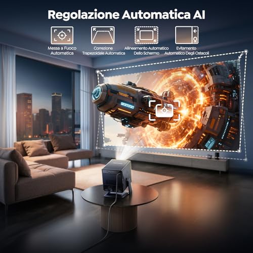 4K Projector 【1400 ANSI/Vidaa System】Dolby Audio Projector Auto Focus and Keystone Video Projector Bluetooth 5.4 Two-way Projector with AirPlay TOPTRO A2 TV Projectors for HDMI/Home Cinema/Outdoor