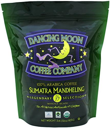 Dancing Moon Sumatra Mandheling Whole Bean Organic Fair Trade Antioxidant Coffee, 2 lbs.