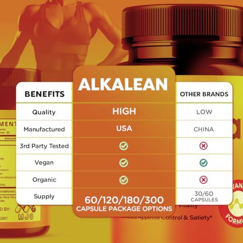 Alkalean Capsules, Official Alkalean Pills with All Natural Ingredients, Advanced Weight and Wellness Support Supplement, Maximum Strength Healthy Lifestyle Multivitamins for Women & Men (60 Capsules)