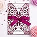 FEIYI 25 Pieces 5 x 7 inches Laser Cut Wedding Invitations Cards Free with Burgundy Color Ribbon for Birthday Baby Shower Wedding Rehearsal Dinner Invite (Burgundy)