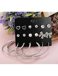 ORAZIO 9   45 pares de pendientes de aro, varios colores para mujer, pendientes de aro grandes para niñas, tono plateado
