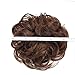 AISI QUEENS 100% Human Hair Bun Extensions 2PCS Curly Wavy Messy Bun Hair Extension Scrunchies Elegant Chignons Wedding Hair Piece for Women and Kids(Color:4# Medium Brown)