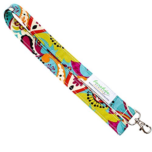 Handmade fabric lanyard id badge holder | aqua paisley …