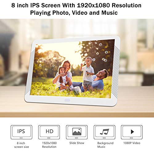Atatat 8in Digital Photo Frame with 1920x1080 IPS Screen, Digital Frame Support Adjustable