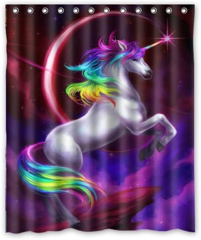 Horse Unicorn A Horn on The Head 60(w)x72(h)Inch Bathroom Waterproof Shower Curtain Bath Curtain