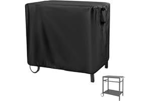 Andacar Prep Table Cover for Royal Gourmet Double-Shelf Movable Dining Cart Table, 40inch Outdoor BBQ Cart Cover Bar Tool Cart Covers Cooler Covers - 41"L×24"W×32"H, Black