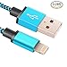 Lightning Cable, iPhone Charger Nylon Braided Tangle-Free USB Charging Cord for iPhone 7/7 Plus/6S /6 Plus/6S/6/SE/5S/5C/5, iPad4, iPad Pro, iPad Air, iPad Mini by Rephoenix(blue-1m)