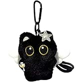 BONTOUJOUR Super Cute Funny Big Eyes Black Cat Lucky Kitty Theme Keychain Good Luck Siamese Key Chain Ring Bag Pendant