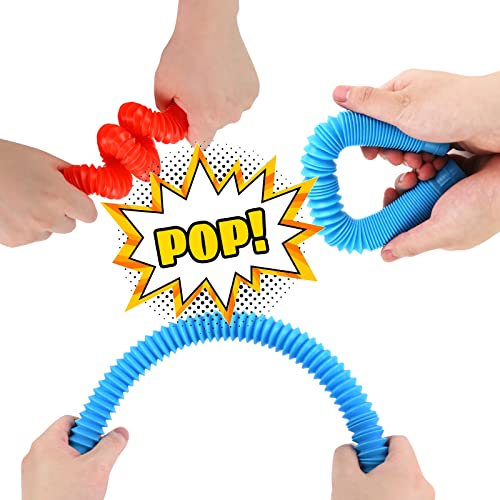 AMOR PRESENT Pop Tubes Fidget Toy, 15PCS Sensory Pop Tubes Fidget Toys for Kids Educational Learning Toys Stress Relief Party Favors