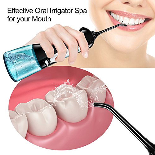 Electric Water Flosser Oral Irrigator Cordless Charger Nozzle Flossers 220V Jet Parts for Teeth IPX7 200ML FDA UBTKEY - Thumbnail 6