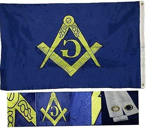 Mikash 3x5 Embroidered Sewn Mason Freemason 300D Nylon Flag 3x5 Clips | Model FLG - 2224