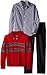 Nautica Little Boys' Toddler Three Piece Set with Woven Shirt, Striped Shawl Sweater, and Denim Jean, Red Rouge, 3T