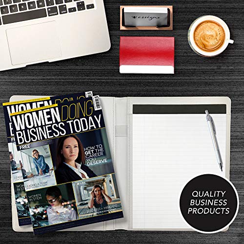 Essential Red Business Card Holder - Professional Presentation Every Time - Soft Touch Leather/Magnetic Closure Keeps Business Cards Secure - PU Leather Business Card Case for Women/Men - Thumbnail 2