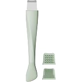 Vangines Blackhead Remover Tool, Stainless Steel Face Scraper, Skin Scrubber Face Spatula for Deep Cleansing, 3-in-1 Skin Care Tool with Blackhead Scraper, Mask Applicator &amp; 2 Silicone Heads (Green)