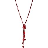 Rosslyons Fashion Beads Knotted Necklace Long Strand With Dangling Accents Sparkly Teardrop Crystal Handmade Wrap Beaded Necklaces for Women Fashion Costume Jewelry