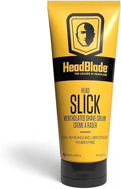 HeadBlade HeadSlick Menthol Shave Cream 8 oz - Refreshing, Water Soluble, Easy