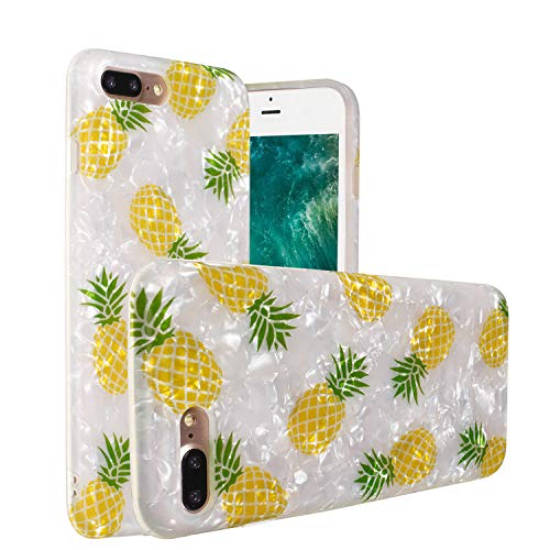 DAMONDY for iPhone 7 Plus Case, for iPhone 8 Plus Case,3D Marble IMD Cute Sea Shell Pearl Design Shockproof Bumper TPU Soft Rubber Silicone Protective Cover Case for iPhone 7 Plus-Pineapple