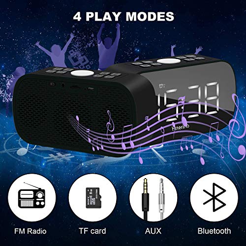 image for Htterino Wireless Bluetooth Speakers Portable Alarm Clock with FM Radi