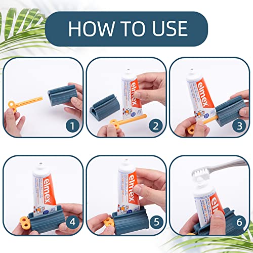 LOVEINUSA Toothpaste Dispenser, 4PCS Plastic Toothpaste Squeezer Toothpaste Roller Tube Holder Toothpaste Seat for Hair Gel Ketchup Ointments