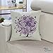 CaliTime Canvas Throw Pillow Cover Case for Couch Sofa Home Decoration Butterflies Floral Leaves Tree 18 X 18 Inches Purple