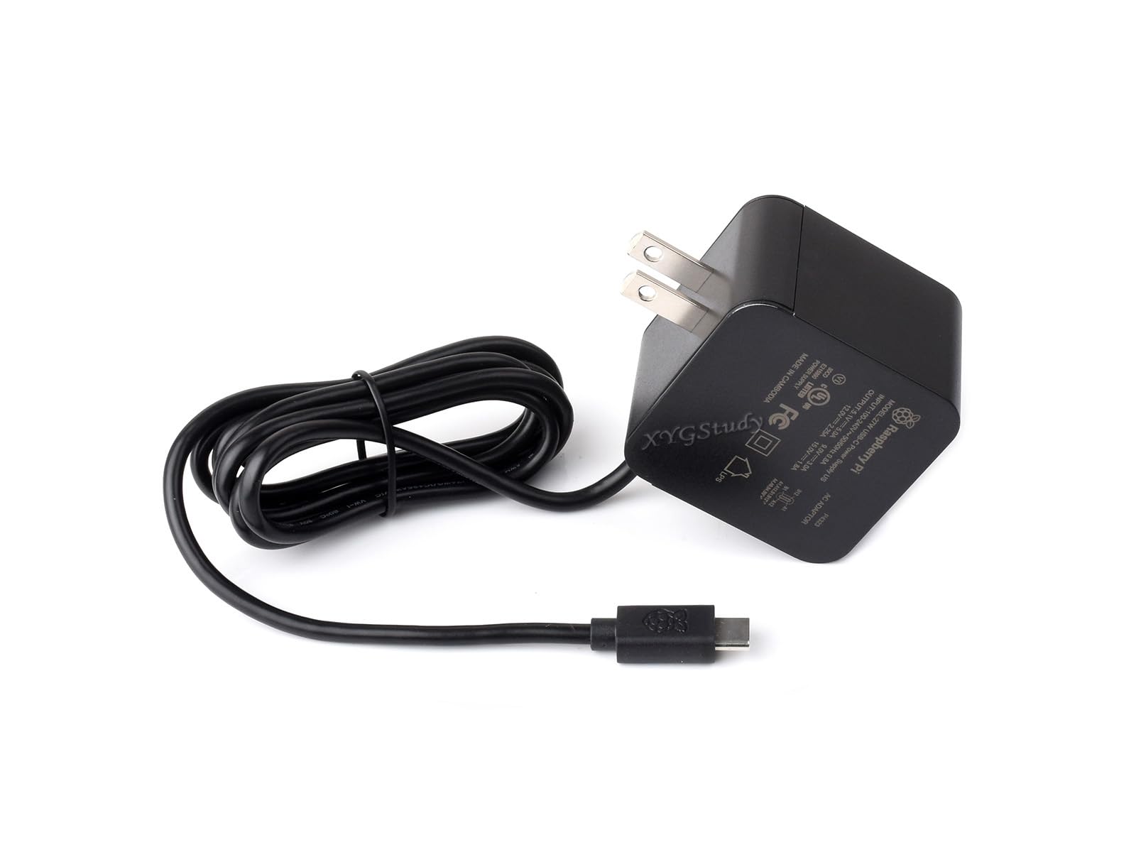 Official 27W USB-C Power Supply for Raspberry Pi 5, 5.1V/5A, 9V/3A, 12V/2.25A, 15V/1.8A, Black US