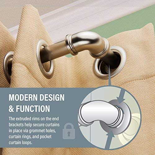 A&F Rod Décor - 1 inch Industrial Pipe Design Blackout Adjustable Curtain Rod 120-170 inch - Black