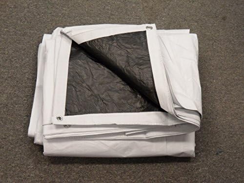 Light Duty Reinforced Tarpaulin All Purpose Canopy Poly Tarps 3Oz 6 Mil - White/Black (20' X 20' Feet)