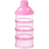 Accmor Formula Dispenser On The Go, 4 Compartments Stackable Formula Container for Travel, Baby Milk Powder Kids Snack Container, BPA Free 