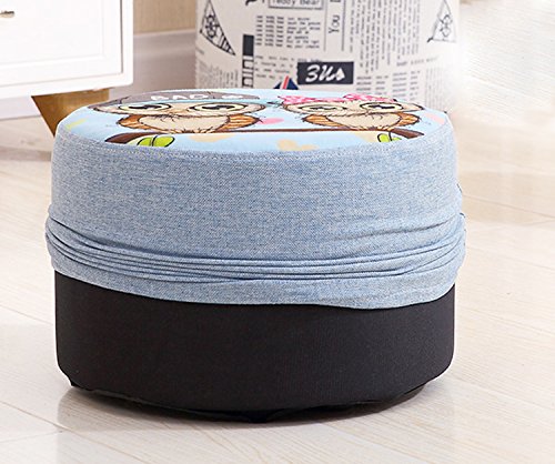 Corldif Round Ottoman Foot Stool/Linen Fabric Cover, Short Leg,Children Size(Kiwifruit)