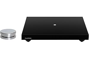 Fluance Turntable Isolation Base Anti-Vibration Wood Platform and HiFi Vinyl Record Weight Stabilizer - Piano Black