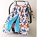 Baby Minky Velboa Carseat Canopy Carrier Cover (Airplane / Turquoise)