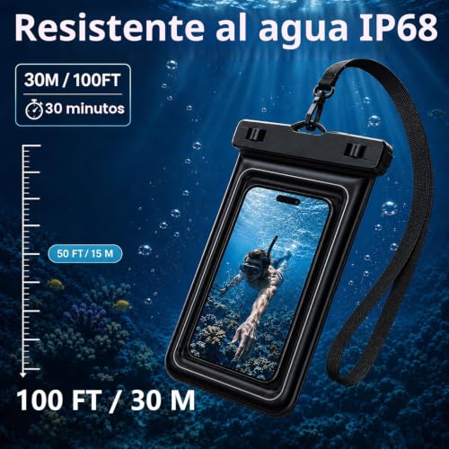 Waterproof Mobile Floating Case 2 Units, IPX8 Floating Mobile Aquatic Case with Adjustable Cord, for 17/16/15/14 Pro Max, Samsung S26 S25 S24 Ultra, Up to 7.5 Inches for Beach Swimming Pool