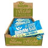 BodyMe Organic Vegan Protein Bar | Raw Chia Vanilla | Box of 12 x 60g (2.12oz) | With 3 Plant Proteins