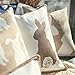 Ashler Linen Easter Pillow Covers 18x18, Spring Rabbit Set of 4 Easter Throw Pillow Cover, Bunny Decorations Holiday Cushion Pillow Case Decorative for Home Decor, Beige and White