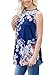 LOSRLY Women Floral Print T-Shirt High Neck Casual Blouse Sleeveless Tank Tops-Navy XL 16 18