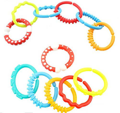 Kseey rainbow Teether Rings [ 6 per pack] to Reduce Gum Pain and Sooth Baby Mood Certified BPA Free Silicone