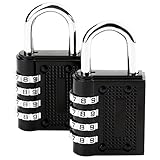 Hsakei Combination Lock 2 Pack 4 Digit Padlock for School, Employee, Gym & Sports Locker, Case, Toolbox, Fence, Hasp Cabinet & Storage