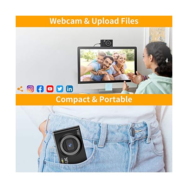 Ahlirmoy 4K Digitalkamera 48MP Kompaktkamera 16X Digital Zoom 2.8'' LCD Bildschirm Wiederaufladbare Mini-Taschenkamera… – Bild 4