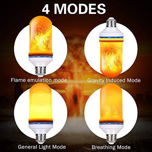 MASCOTKING Flame Bulb,LED Flame Effect Light Bulb 4 Modes with Upside Down Effect,E26 Standard Base, Simulated Decorative Light for Holiday Decoration/ Hotel/ Bars/ Home/ Restaurants(2 Pack)