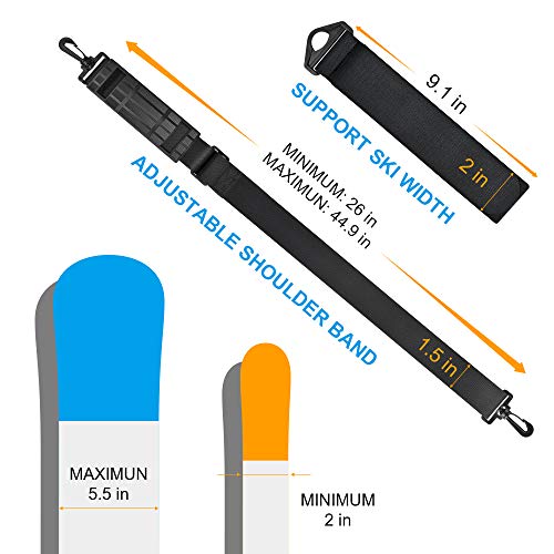 GREENEVER Ski Strap,Ski Carrier,Ski Straps and Pole Carrier,Ski Carrier Strap to Free Your Hands and Transport Your Ski Gear Everywhere You Go - Great for Families-Adults and Kids- Ski Carriers