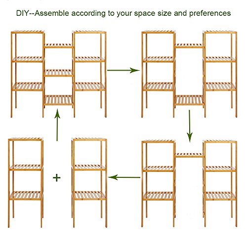 KARMAS PRODUCT Natural Bamboo Shelf 9-Tier DIY Adjustable Multifunctional Utility Storage Organizer Rack Plant Flower Standing Holder Shelving Unit, 37.7" x 13" x 35.4"