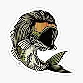 STICKY DUDE 3 Pcs Bass Mullet Sticker Fishing Sticker, 2 Inches - Yeti Cup Vinyl Waterproof Decal for Car, Laptop, Wall, Window, Bumper