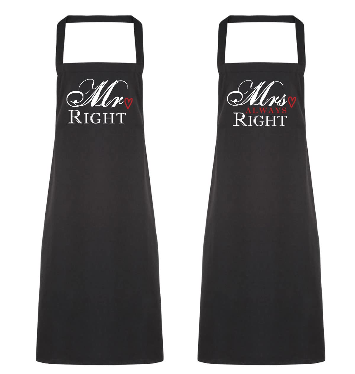60 Second Makeover Limited Couples Mr Right Mrs Always Right Black Apron Set Novelty Gift Wedding Anniversary Husband Wife House Warming Kitchen Pr