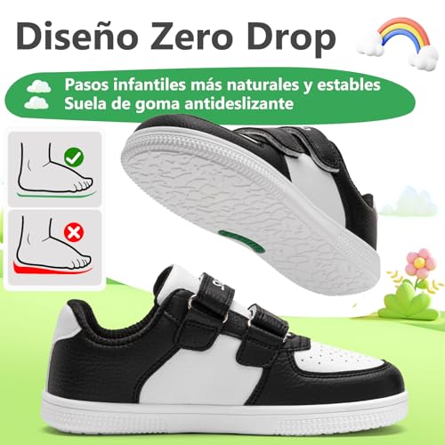 SAGUARO Zapatillas Barefoot Niños Niñas Zapatos Minimalistas Casual con Puntera Ancha Zero-Drop Cierre Autoadherente, Tallas EU 25-35